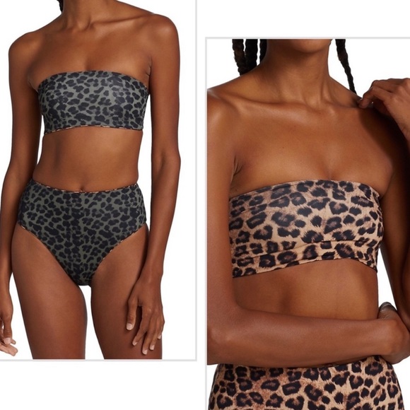 NWT GOOD AMERICAN leopard cheetah reversible print bikini size XS/S - Picture 2 of 14